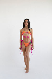 WOVEN BIKINI BOTTOMS IN ORANGE